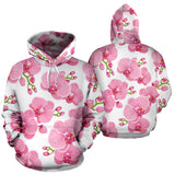 Pink Purple Orchid Pattern Background Men Women Pullover Hoodie