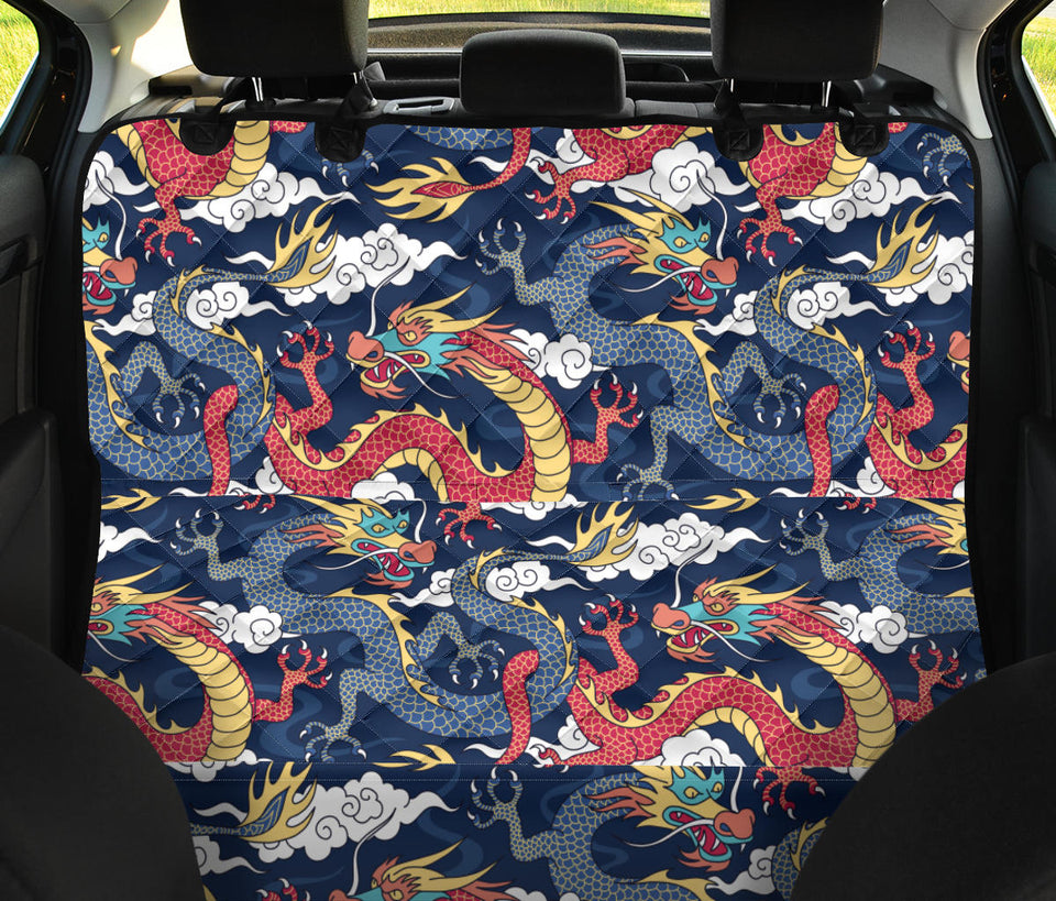 Blue Red Dragon Cloud Pattern Dog Car Seat Covers