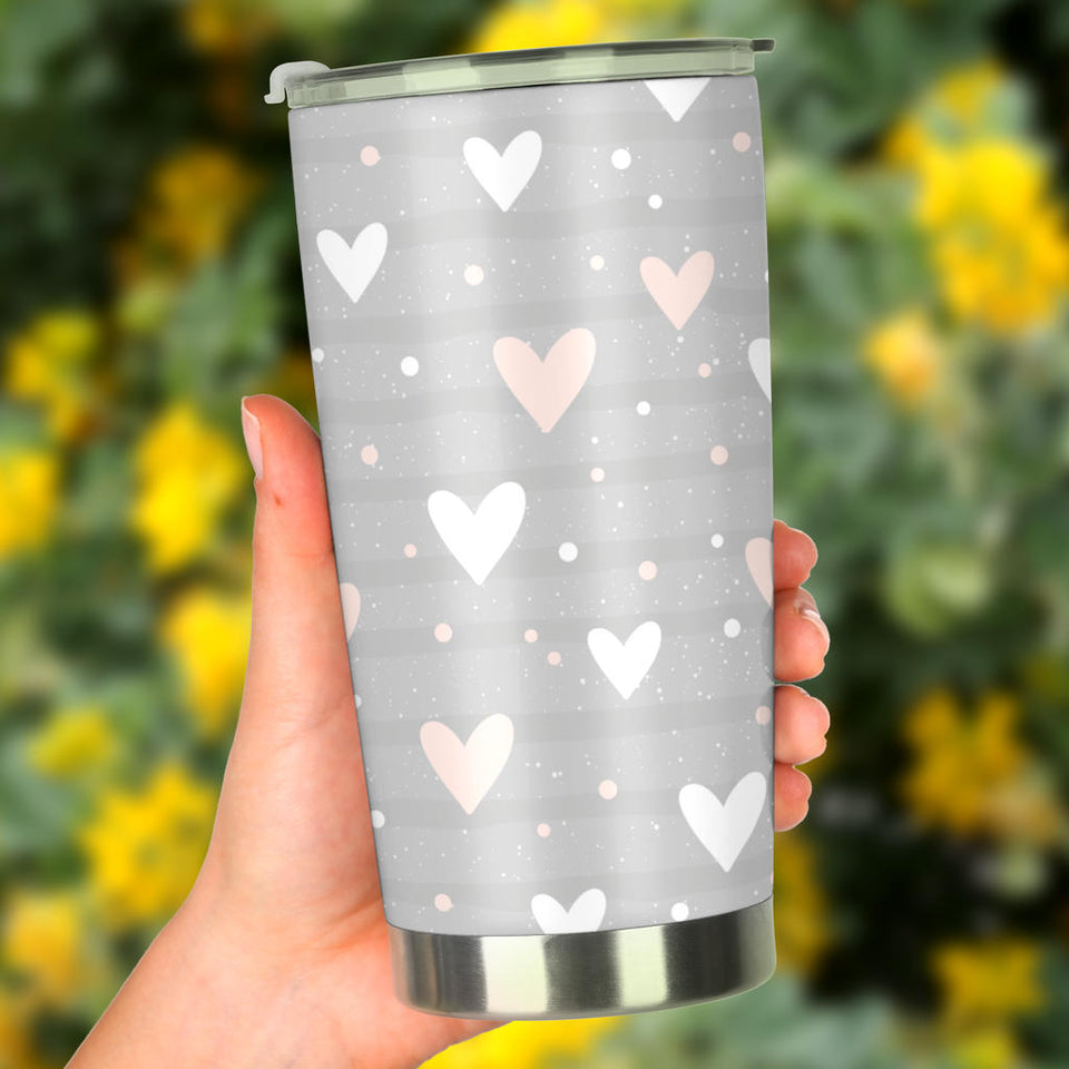Heart Pattern Gray Background Tumbler
