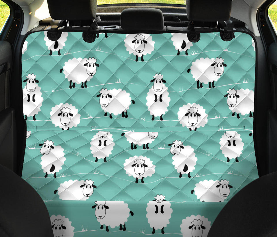 Cute Sheep Green Background Dog Car Seat Covers