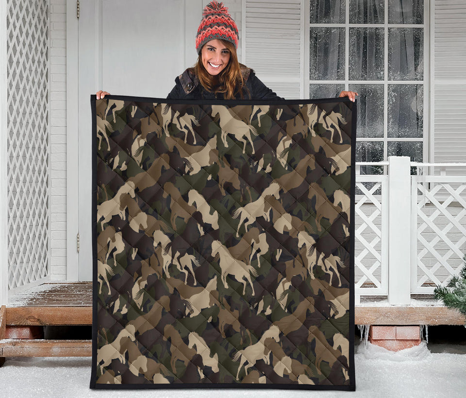 Horse Camo Camouflage Pattern Premium Quilt.