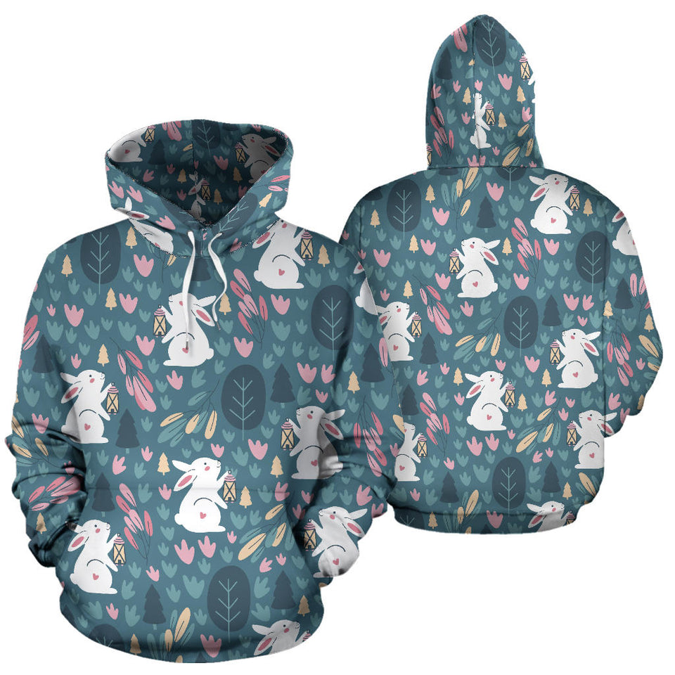 Cute Rabbit Pattern Men Women Pullover Hoodie