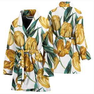 Yellow Tulips Pattern Women'S Bathrobe