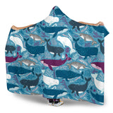 Whale Design Pattern Hooded Blanket