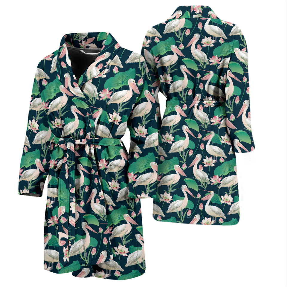 Pelican Pattern Print Design 03 Men's Bathrobe