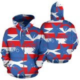 American Football Ball Star Stripes Pattern Zip Up Hoodie