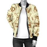 Windmill Wheat Pattern Women'S Bomber Jacket