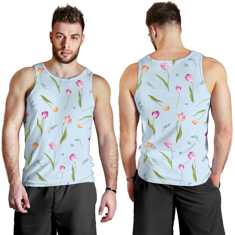 Watercolor Tulips pattern Men Tank Top