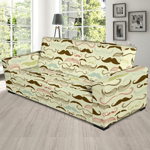 Mustache Beard Pattern Print Design 01 Sofa Slipcover