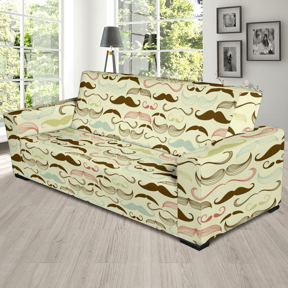 Mustache Beard Pattern Print Design 01 Sofa Slipcover