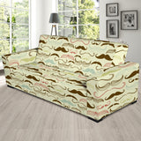 Mustache Beard Pattern Print Design 01 Sofa Slipcover