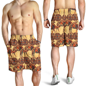 Camel Polynesian Tribal Design Pattern Men Shorts