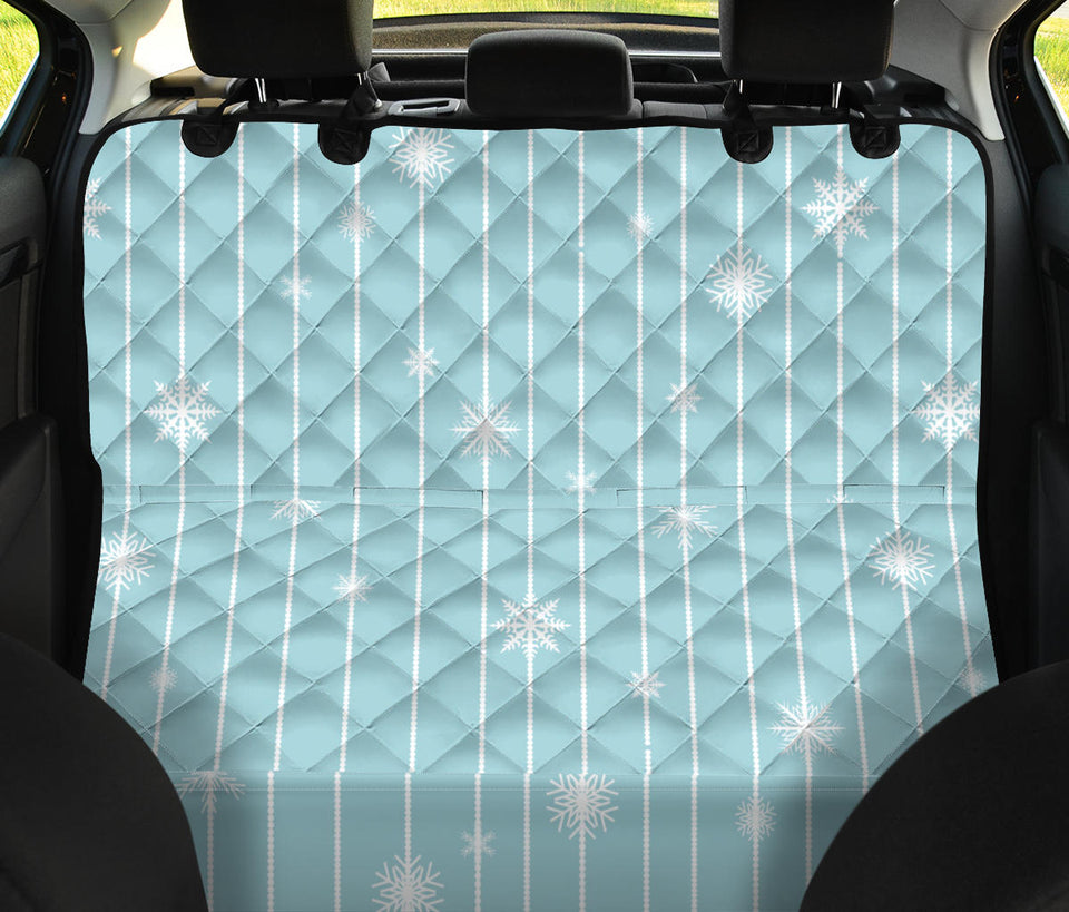 Snowflake Pattern Blue Stripe Background Dog Car Seat Covers