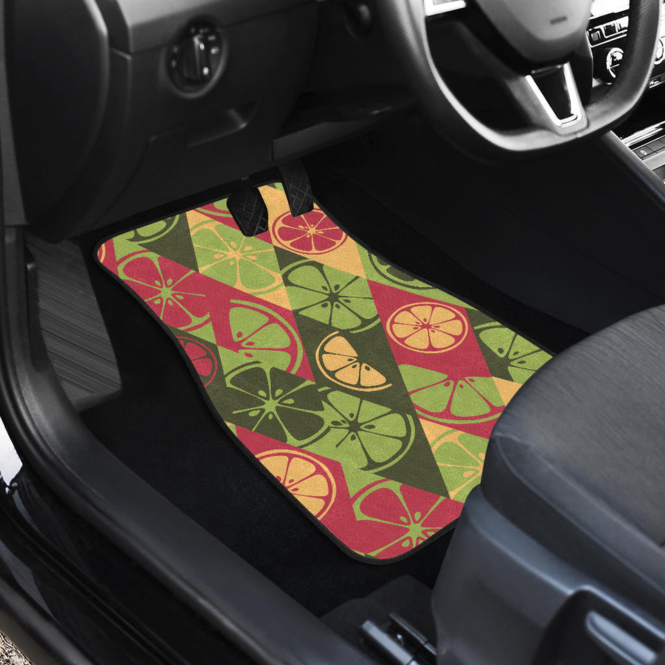 Cool Geometric Lime Pattern Front And Back Car Mats