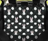 Cute White Rabbit Polka Dots Black Background Dog Car Seat Covers