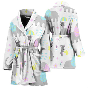 Cute Elephant Mouse Pattern Women'S Bathrobe