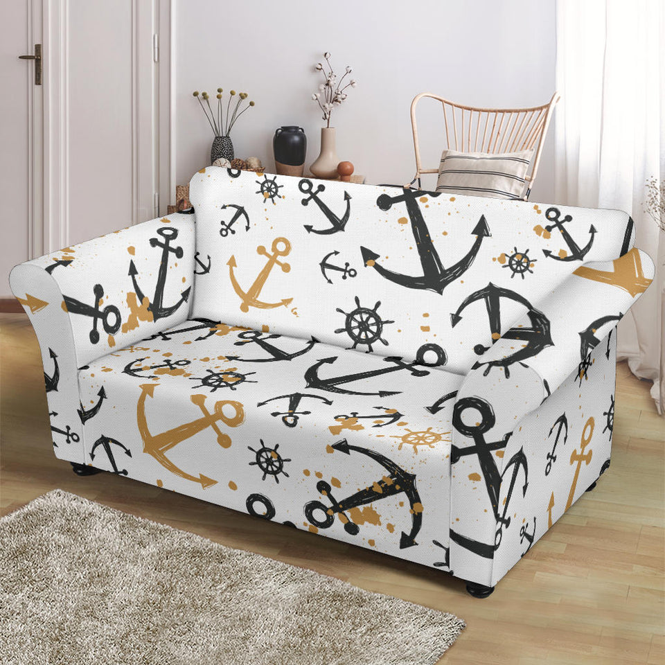 Anchors Rudders Pattern Loveseat Couch Slipcover