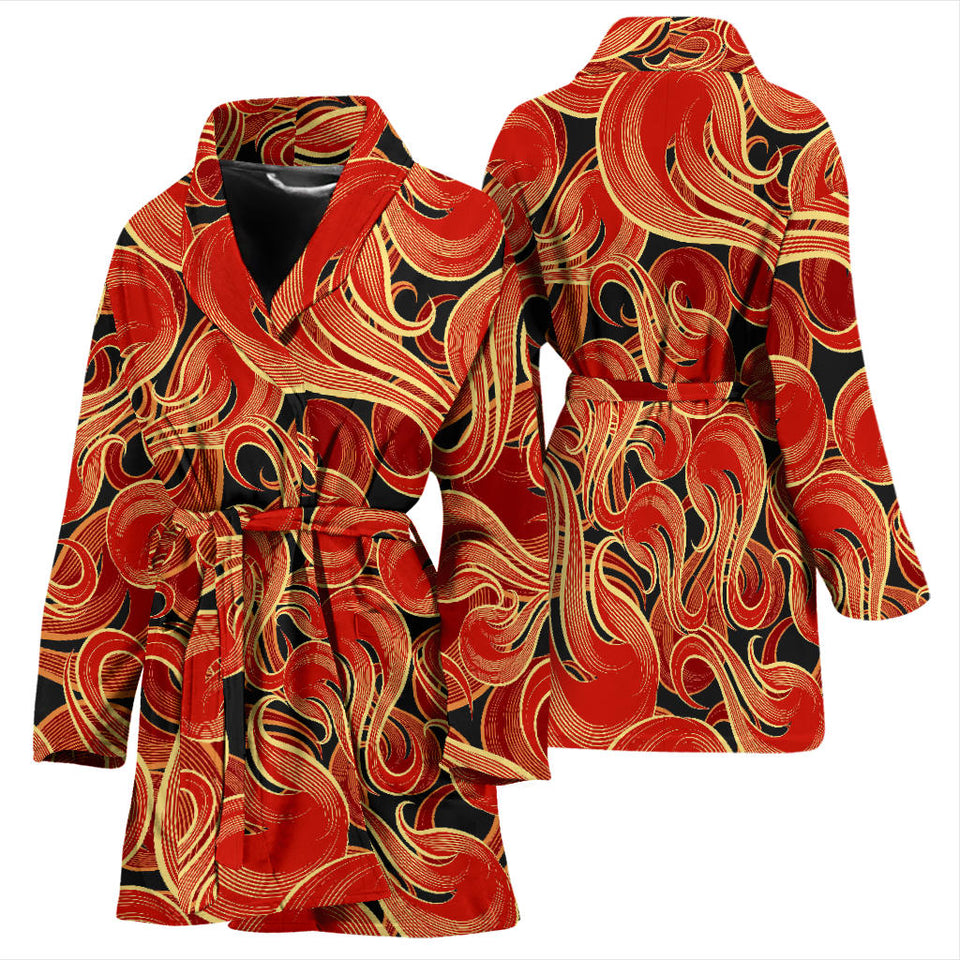 Fire Flame Pattern Women'S Bathrobe