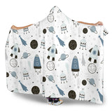 Hand Drawn Space Elements Space Rocket Star Planet Space Probe Hooded Blanket