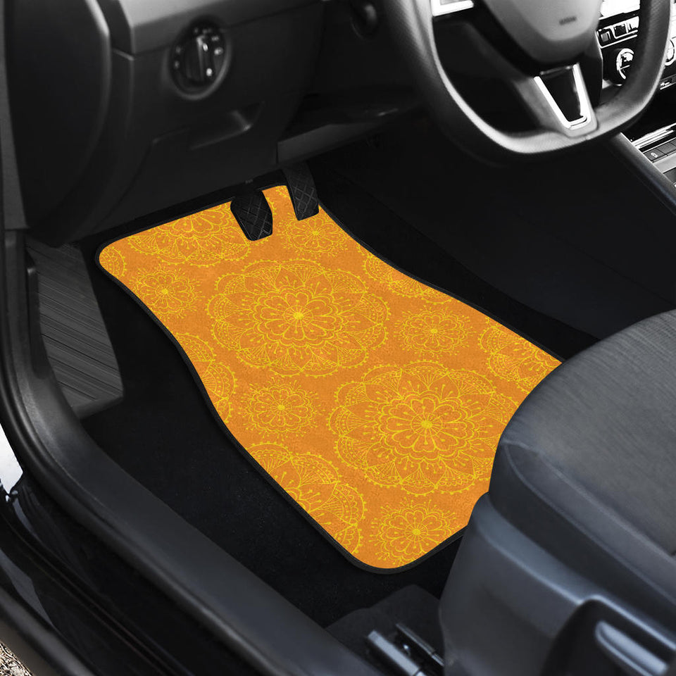 Orange Traditional Indian Element Pattern Front And Back Car Mats