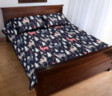 Deers Winter Christmas pattern Quilt Bed Set