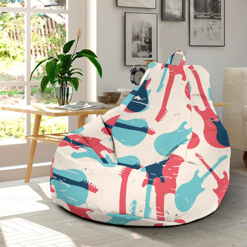 Red Blue Guitar Pattern Bean Bag Cover