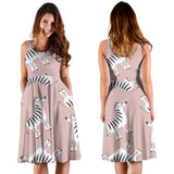 Cute Zebra Pattern Sleeveless Midi Dress
