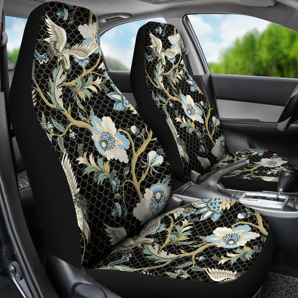 Japanese Crane Ornament Elements Universal Fit Car Seat Covers