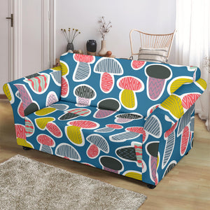 Colorful Mushroom Design Pattern Loveseat Couch Slipcover