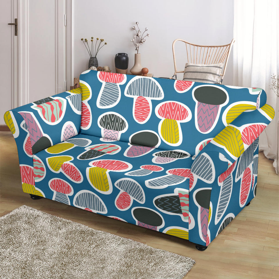 Colorful Mushroom Design Pattern Loveseat Couch Slipcover