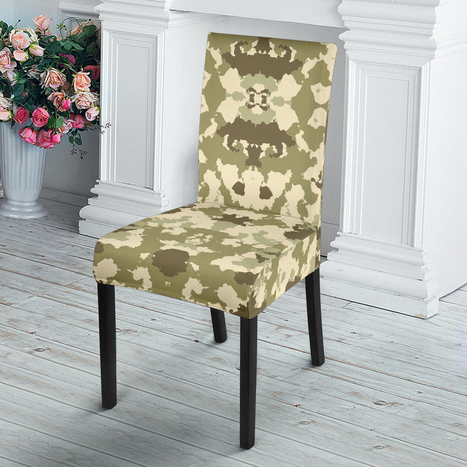 Light Green Camo Camouflage Pattern Dining Chair Slipcover