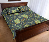 Cute owls leaves pattern Quilt Bed Set