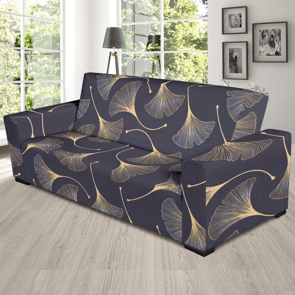Gold Ginkgo Leaves Sofa Slipcover