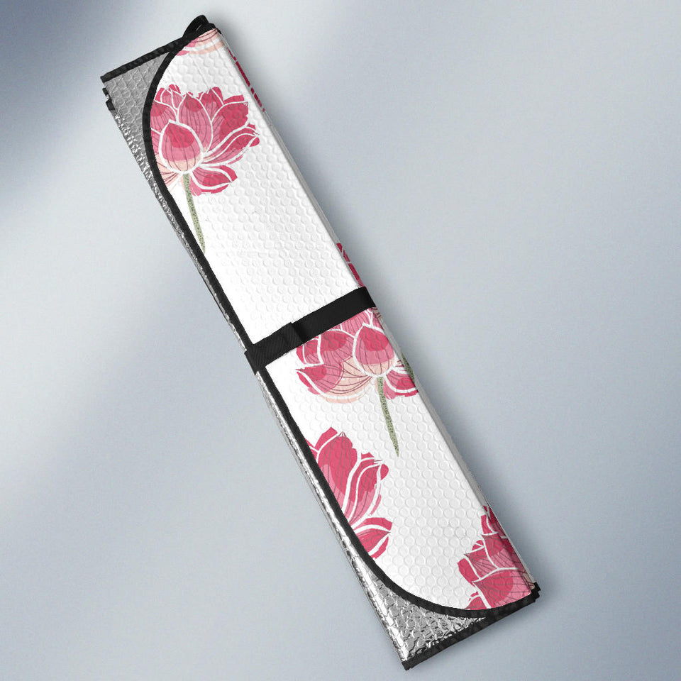 Pink Lotus Waterlily Pattern Car Sun Shade