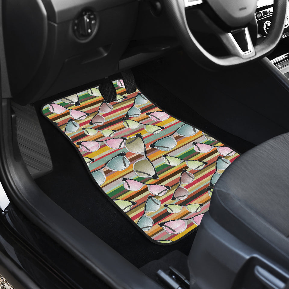 Sun Glasses Pattern Print Design 02 Front and Back Car Mats