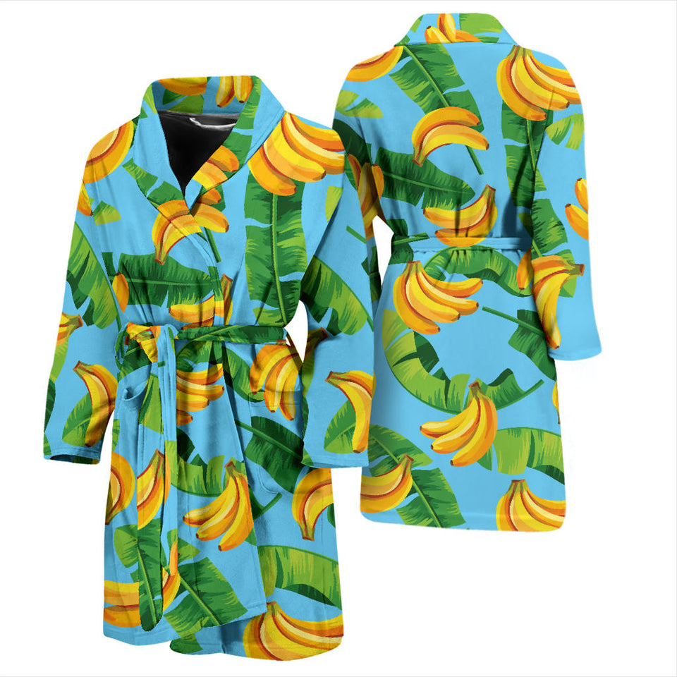 Banana Leaves Banana Design Pattern Men'S Bathrobe