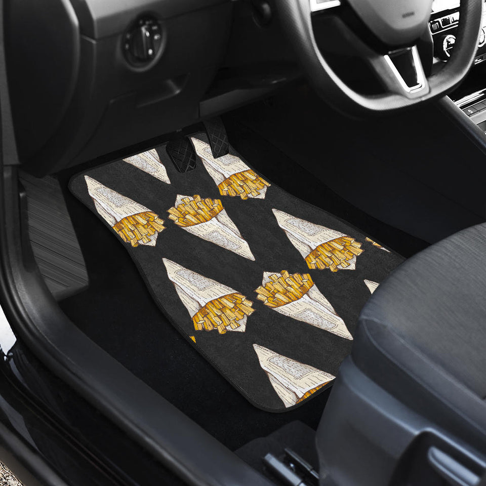 French Fries Dark Background Front And Back Car Mats