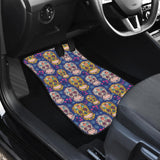 Sugar Skull Flower Pattern Front Car Mats