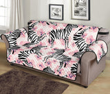 Zebra pink flower background Sofa Cover Protector