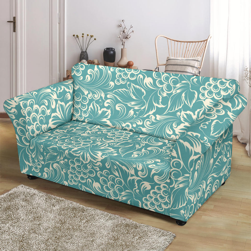 Classic Hand Drawn Grape Pattern Loveseat Couch Slipcover