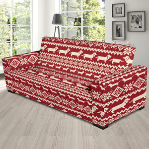 Dachshund Nordic Pattern Sofa Slipcover
