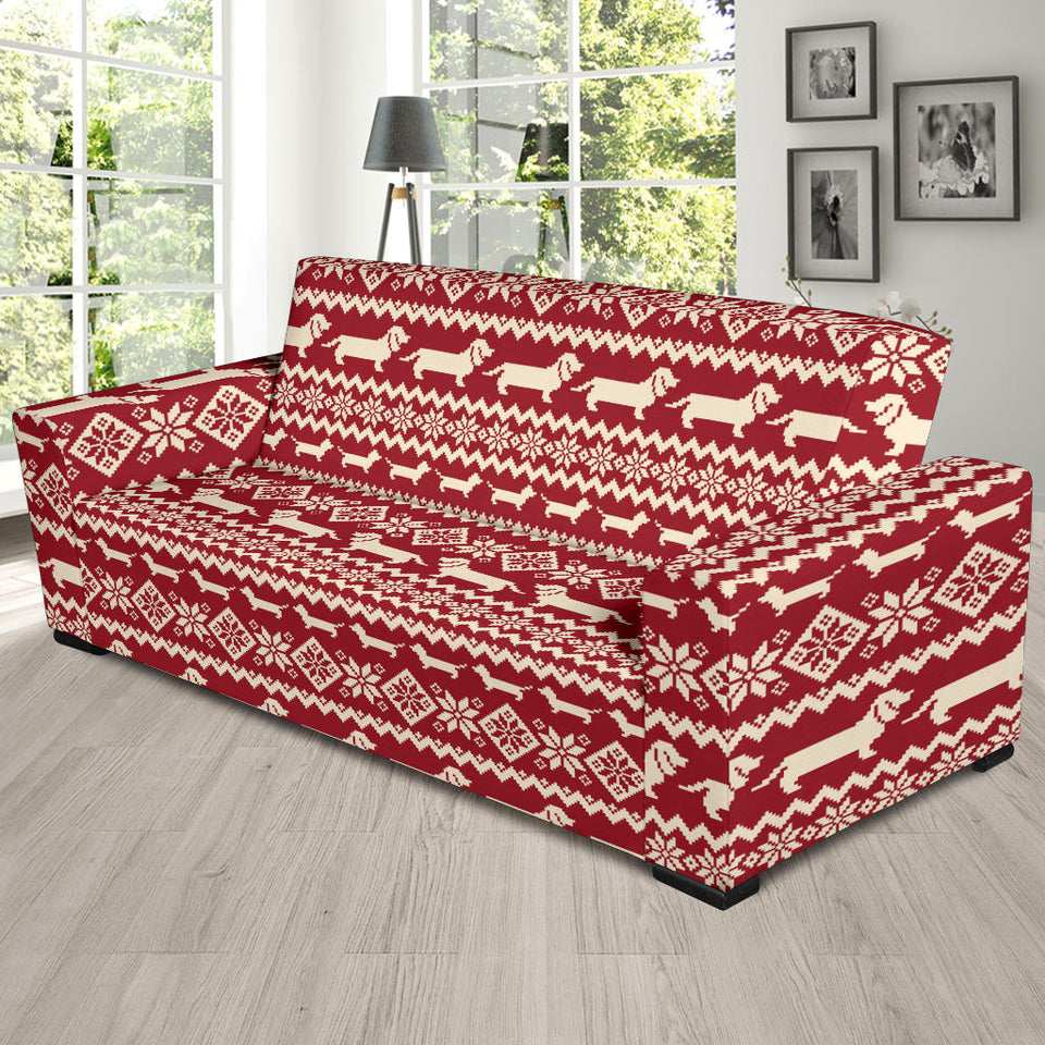 Dachshund Nordic Pattern Sofa Slipcover