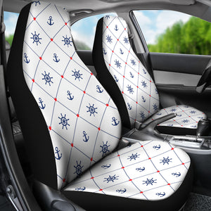 Anchor Rudder Nautical Design Pattern  Universal Fit Car Seat Covers