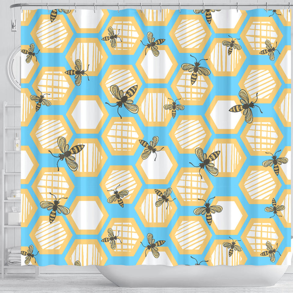 Bee Honeycomb Pattern Shower Curtain Fulfilled In US