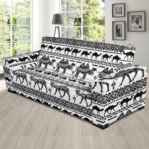 Camel Polynesian Tribal Pattern Sofa Slipcover