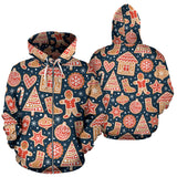 Christmas Gingerbread Cookie Pattern Zip Up Hoodie