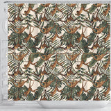 Monkey Tropical Leaves Background Shower Curtain Fulfilled In US