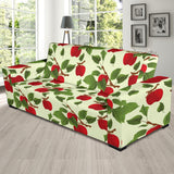 Red Apples Leaves Pattern Sofa Slipcover