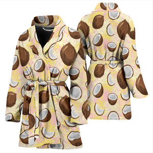 Coconut Pattern Print Design 05 Women's Bathrobe
