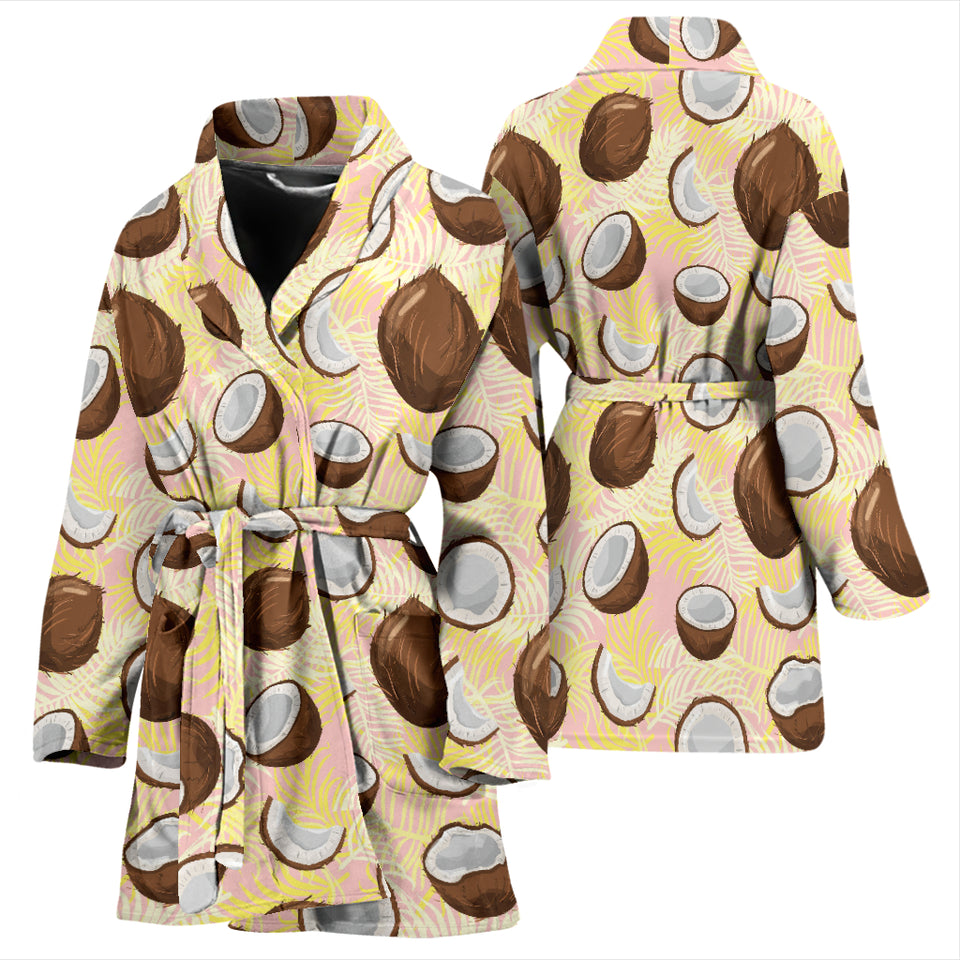 Coconut Pattern Print Design 05 Women's Bathrobe